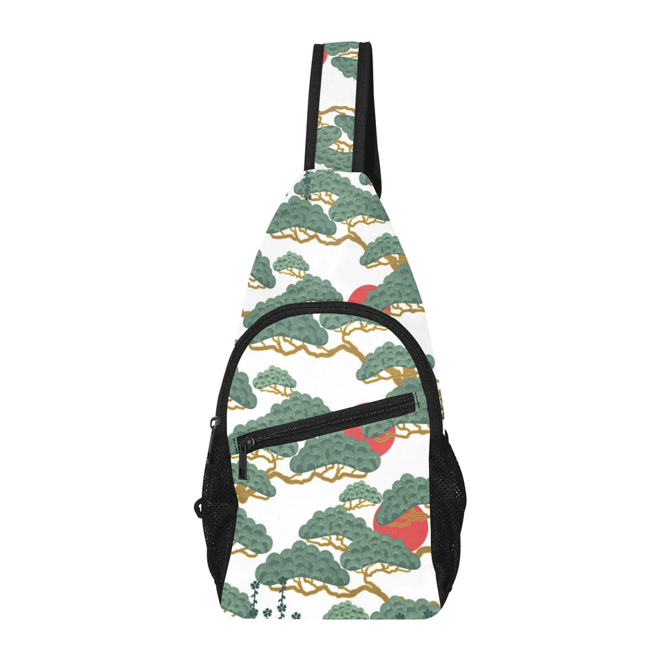 Bonsai red sun japanese pattern All Over Print Chest Bag