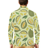 Durian leaves pattern background Men's Long Sleeve Polo Shirt