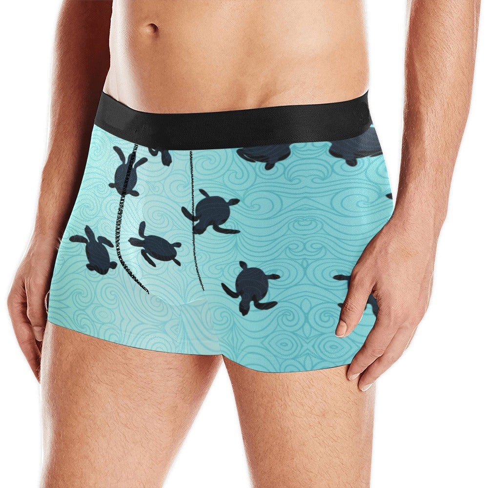 Sea turtle with blue ocean backgroud Men's All Over Print Boxer Briefs Men's Underwear