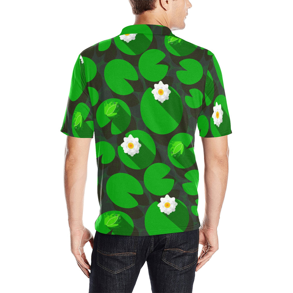 Frog waterlily pattern Men's All Over Print Polo Shirt