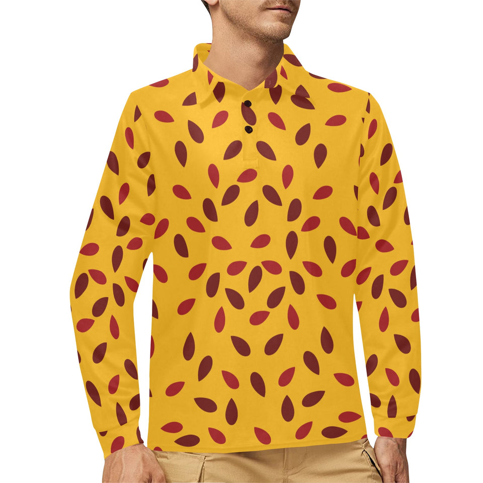Passion fruit texture Men's Long Sleeve Polo Shirt