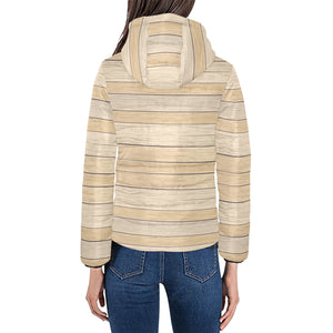 Wood Printed Pattern Print Design 01 Women's Padded Hooded Jacket