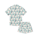 Cute Penguin pattern Kids' Boys' Girls' V-Neck Short Pajama Set