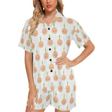 cute onions smiling faces Women's V-Neck Short Pajama Set