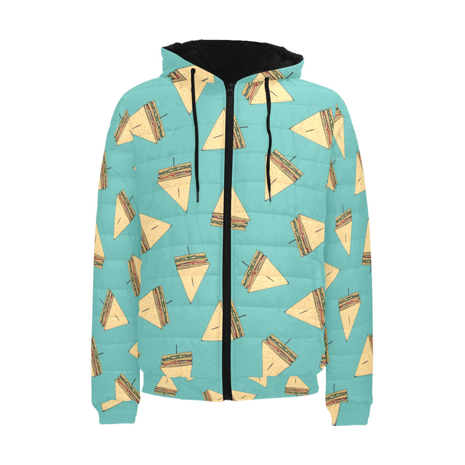 Sandwich Pattern Print Design 03 Men's Padded Hooded Jacket