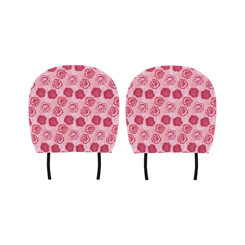 Rose Pattern Print Design 02 Car Headrest Cover