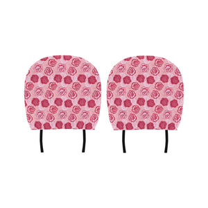 Rose Pattern Print Design 02 Car Headrest Cover