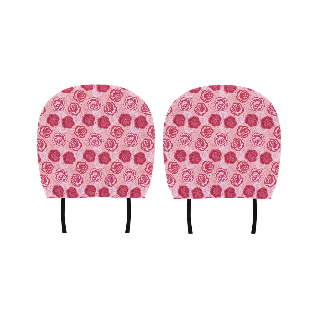 Rose Pattern Print Design 02 Car Headrest Cover