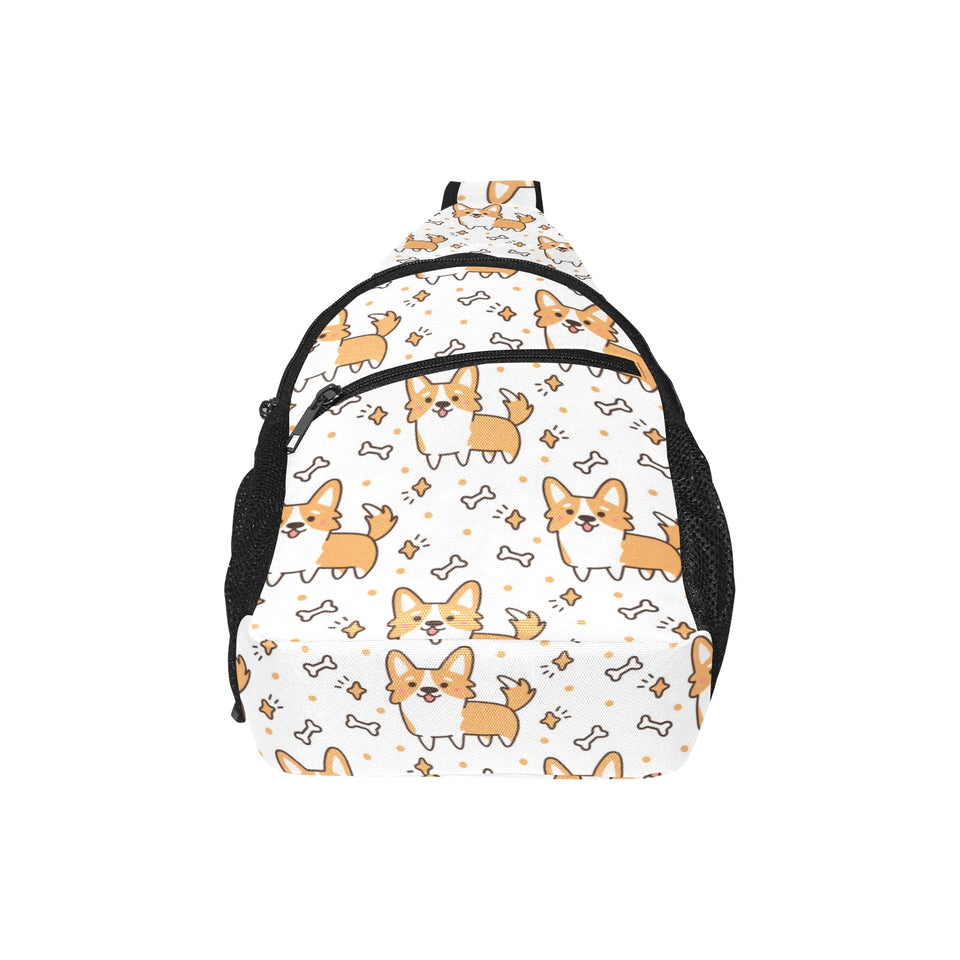 Cute corgi heart star bone pattern All Over Print Chest Bag