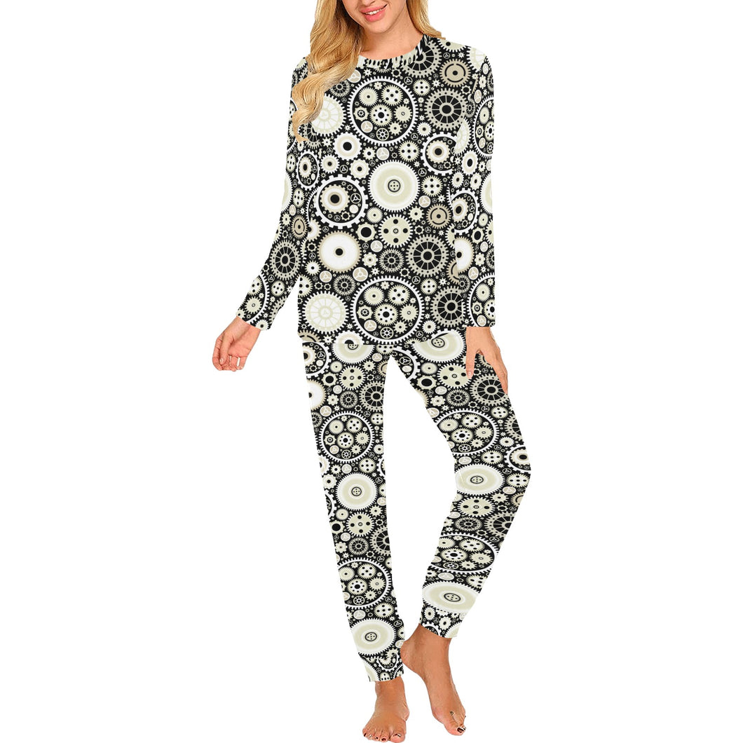 Gear Pattern Print Design 02 Women's All Over Print Pajama Set