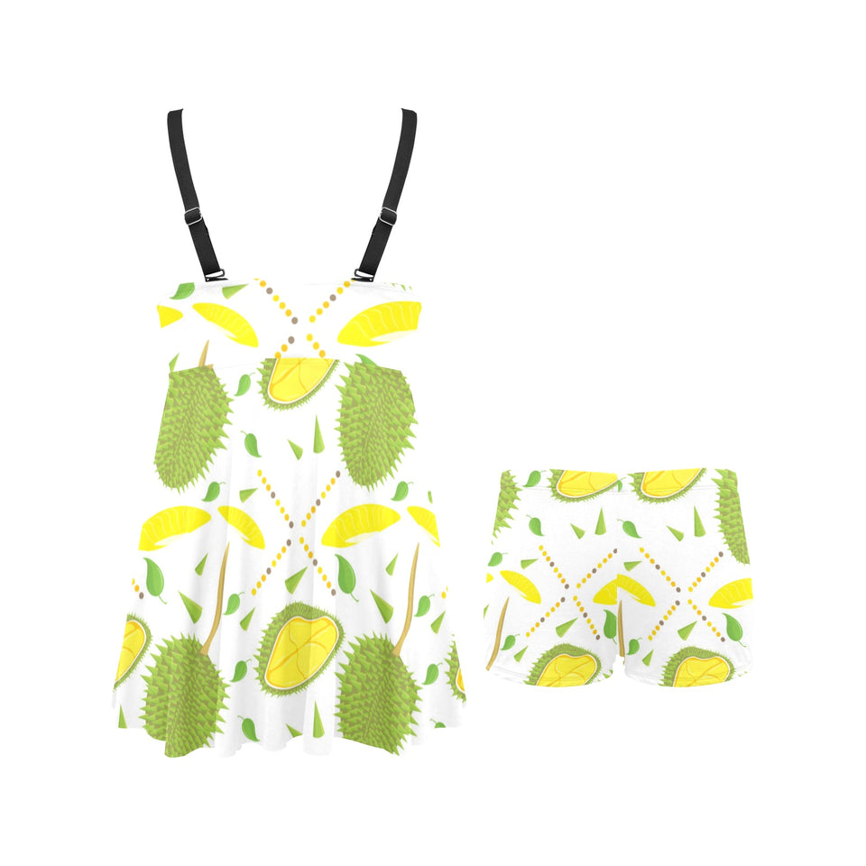 Durian pattern background Chest Sexy Pleated Two Piece Swim Dress