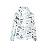 Cute dolphins Childish Style pattern Women's Padded Hooded Jacket