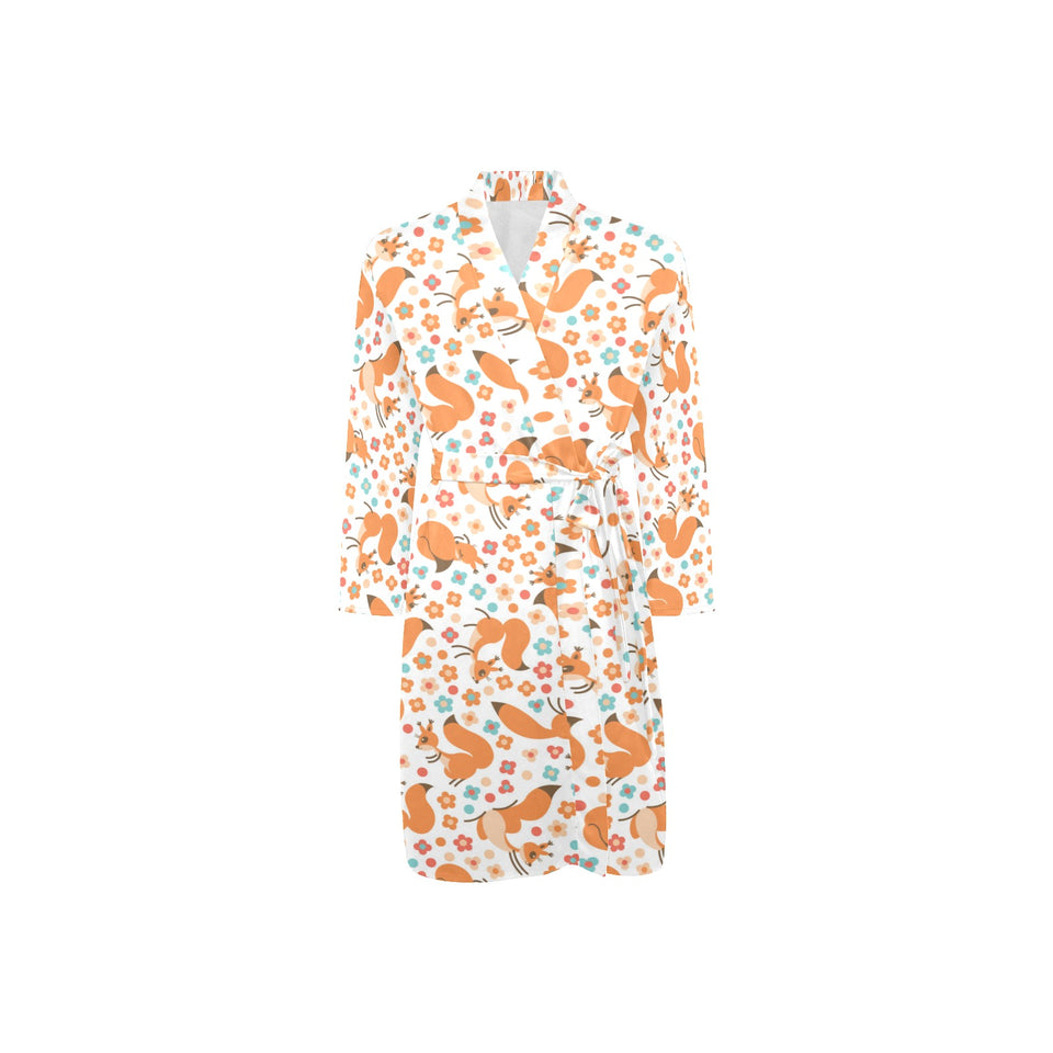 Squirrel Pattern Print Design 05 Men's Long Sleeve Belted Night Robe