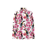 Toucan flower design pattern Women's Long Sleeve Polo Shirt