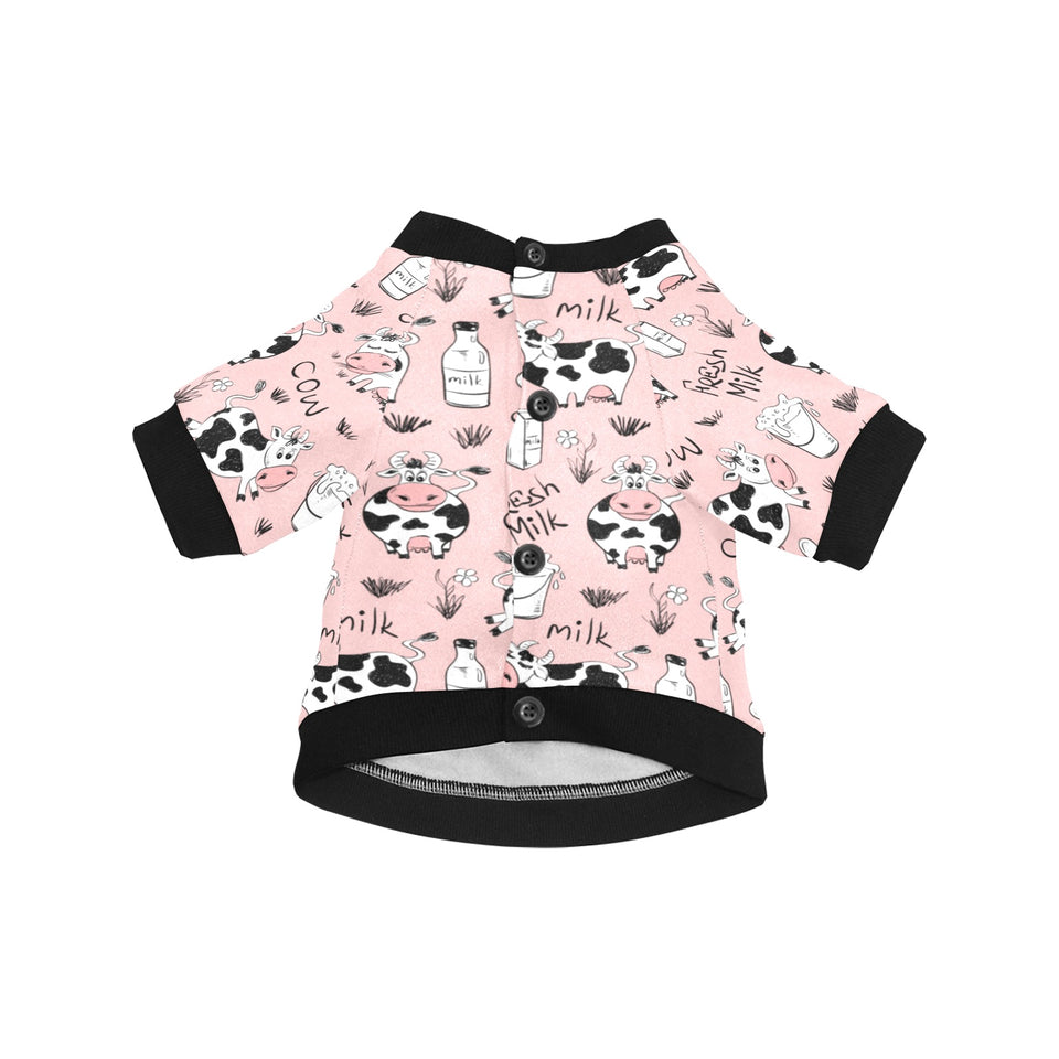 Cows milk product pink background All Over Print Pet Dog Round Neck Fuzzy Shirt