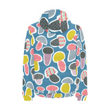 Colorful mushroom design pattern Men's Padded Hooded Jacket