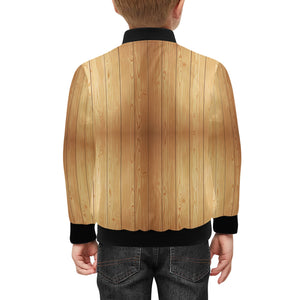 Wood Printed Pattern Print Design 05 Kids' Boys' Girls' Bomber Jacket