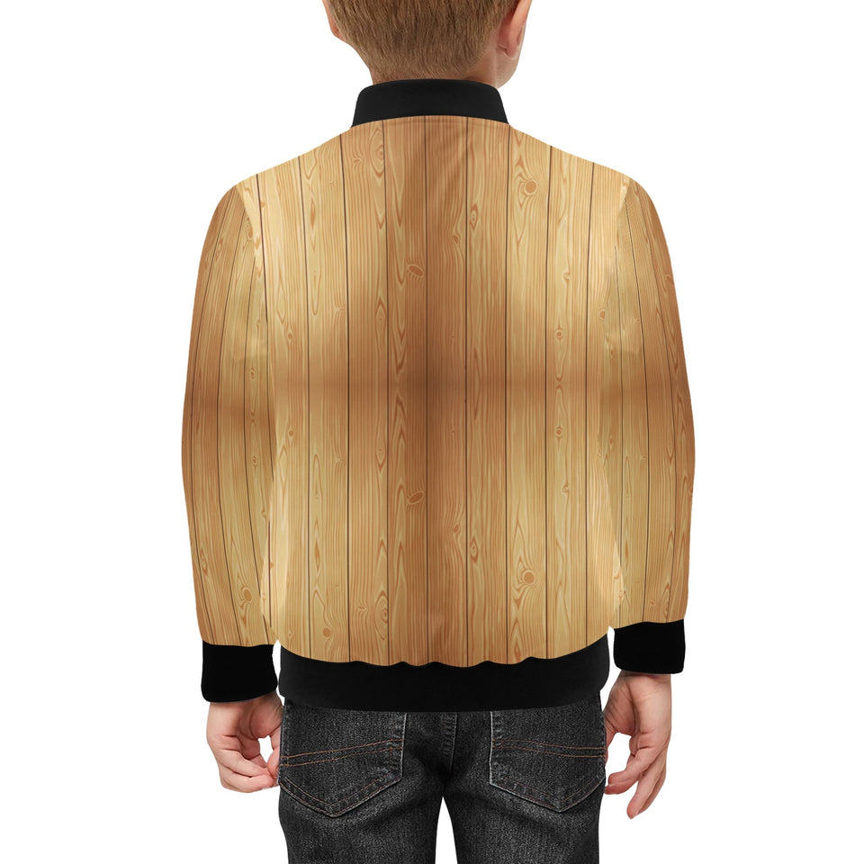 Wood Printed Pattern Print Design 05 Kids' Boys' Girls' Bomber Jacket