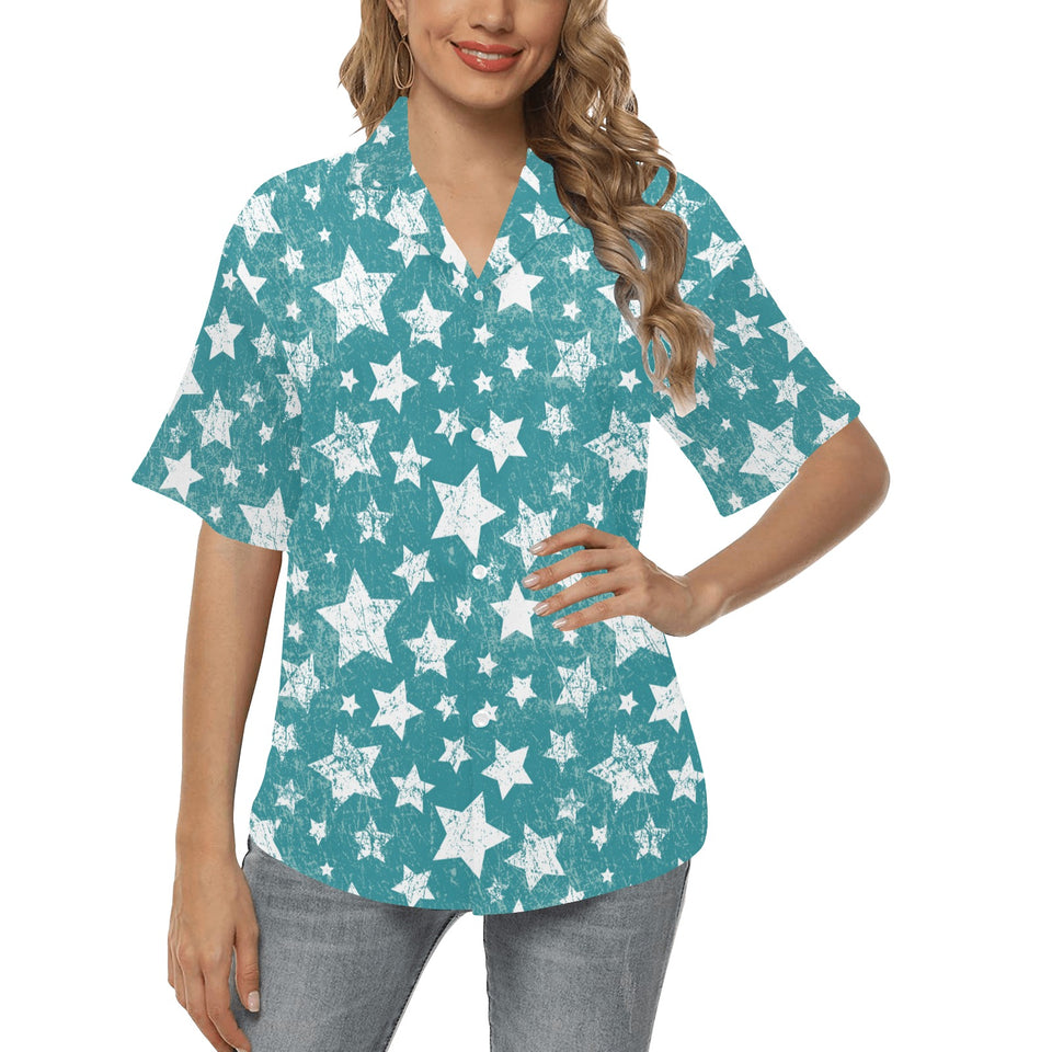 Vintage star pattern Women's All Over Print Hawaiian Shirt