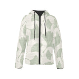 Ginkgo leaves pattern Women's Padded Hooded Jacket