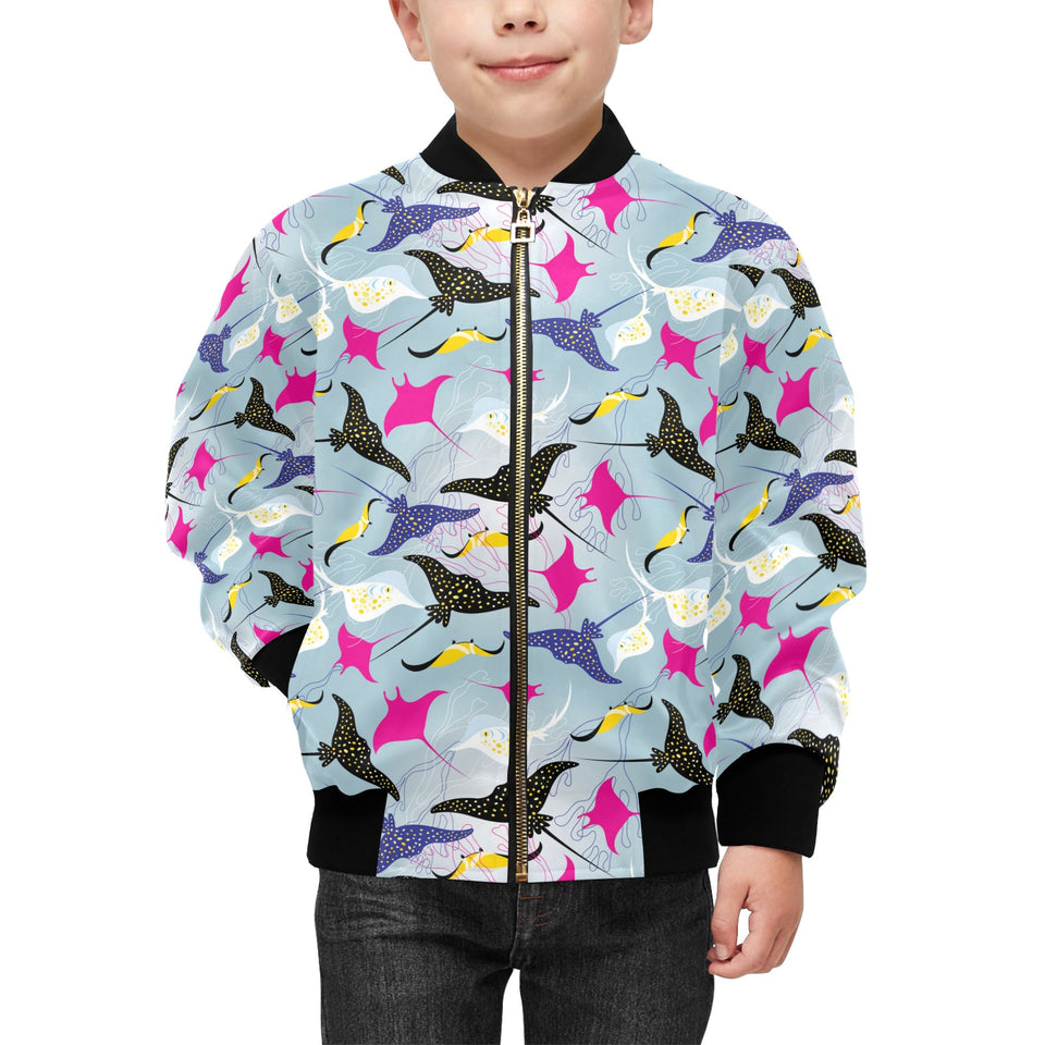 Stingray Pattern Print Design 01 Kids' Boys' Girls' Bomber Jacket