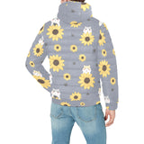 Cute hamster sunflower pattern background Men's Padded Hooded Jacket