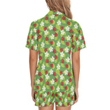 Ladybug Pattern Print Design 01 Women's V-Neck Short Pajama Set