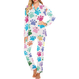 Dog Paws Pattern Print Design 01 Women's Long Pajama Set