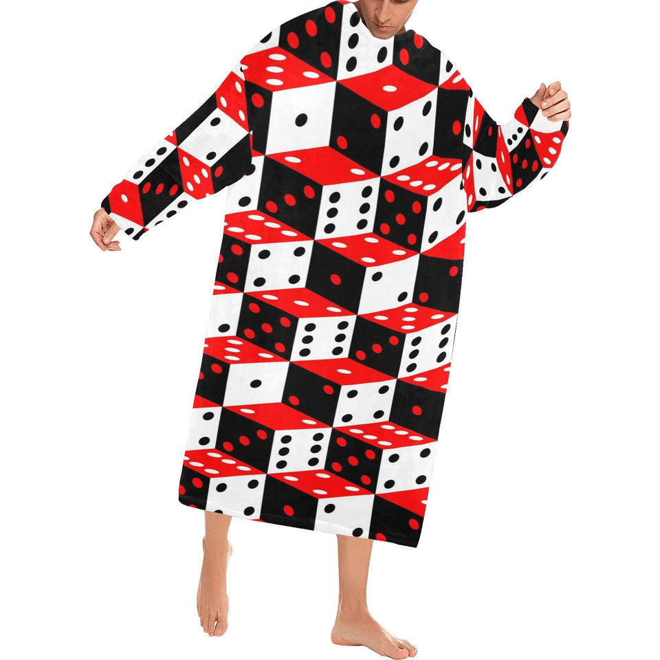 Dice Pattern Print Design 02 Blanket Robe with Sleeves