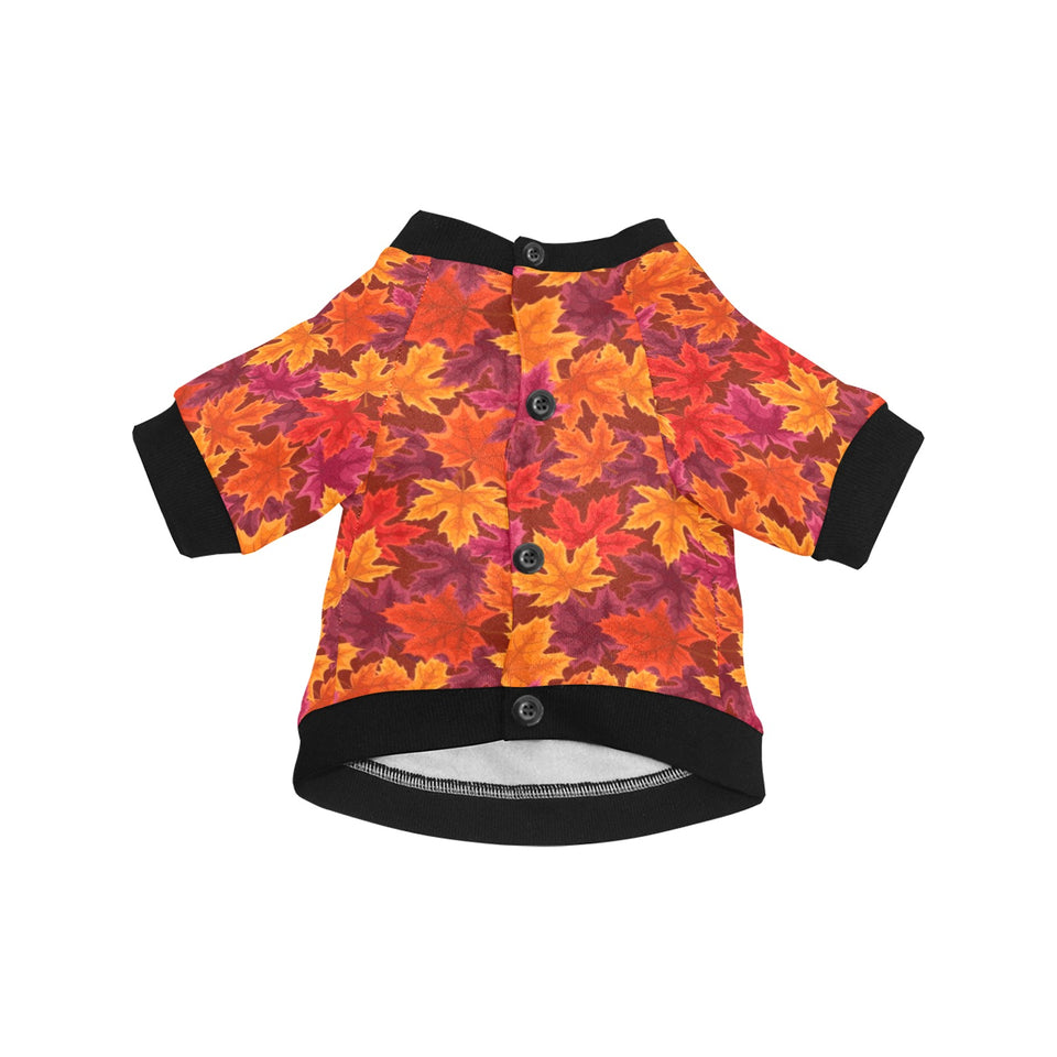 Autumn maple leaf pattern All Over Print Pet Dog Round Neck Fuzzy Shirt