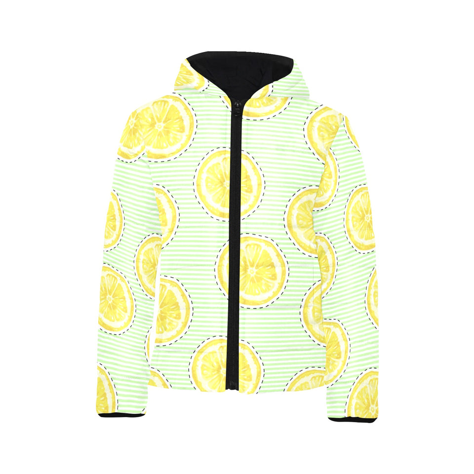 slice of lemon pattern Kids' Boys' Girls' Padded Hooded Jacket