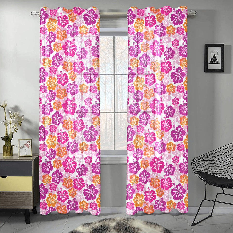 Hibiscus Pattern Print Design 01 Gauze Curtain