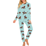 Horses running horses rider pattern Women's All Over Print Pajama Set