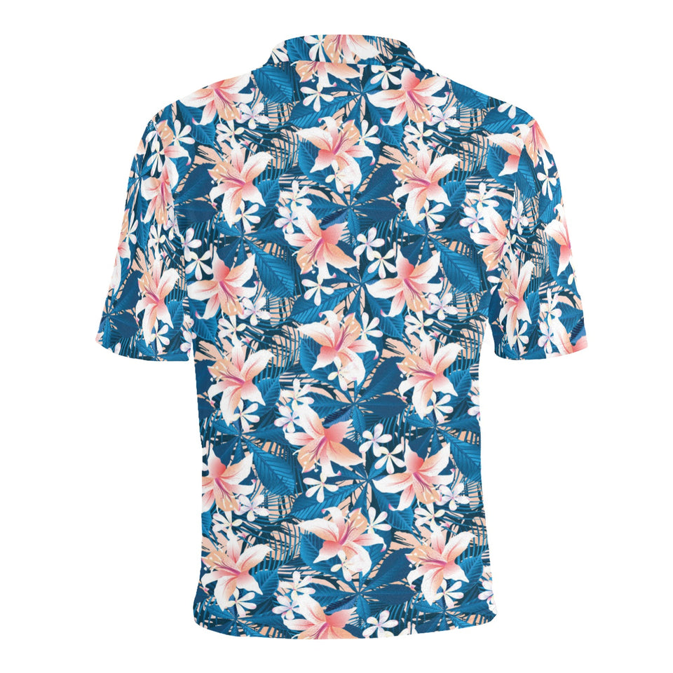 Hibiscus Pattern Print Design 02 Men's All Over Print Polo Shirt