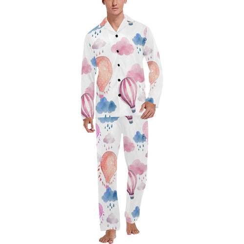 Watercolor air balloon cloud pattern Men's Long Pajama Set