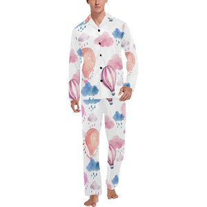 Watercolor air balloon cloud pattern Men's Long Pajama Set