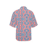 Blue Red Eiffel Tower Pattern Print Design 02 Women's All Over Print Hawaiian Shirt