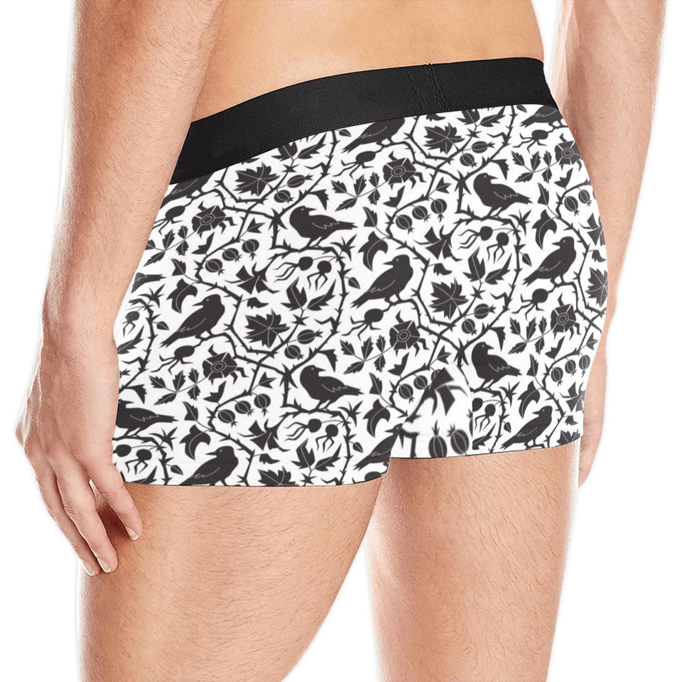 Crow dark floral pattern Men's All Over Print Boxer Briefs Men's Underwear