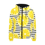 slice of lemon design pattern Men's Padded Hooded Jacket