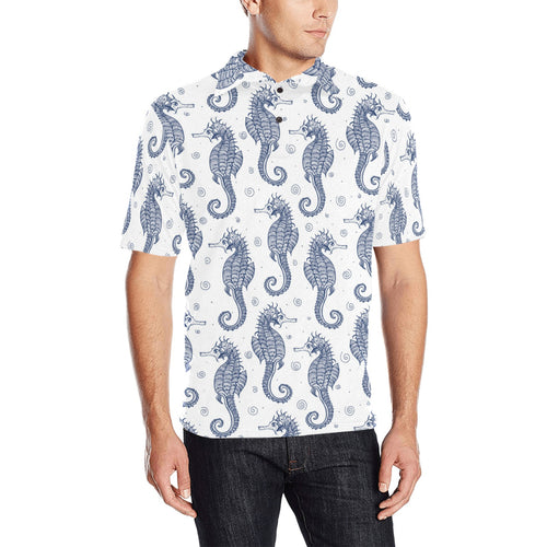 Seahorse pattern background Men's All Over Print Polo Shirt