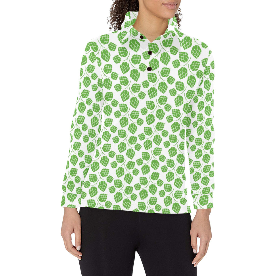 Hop pattern background Women's Long Sleeve Polo Shirt