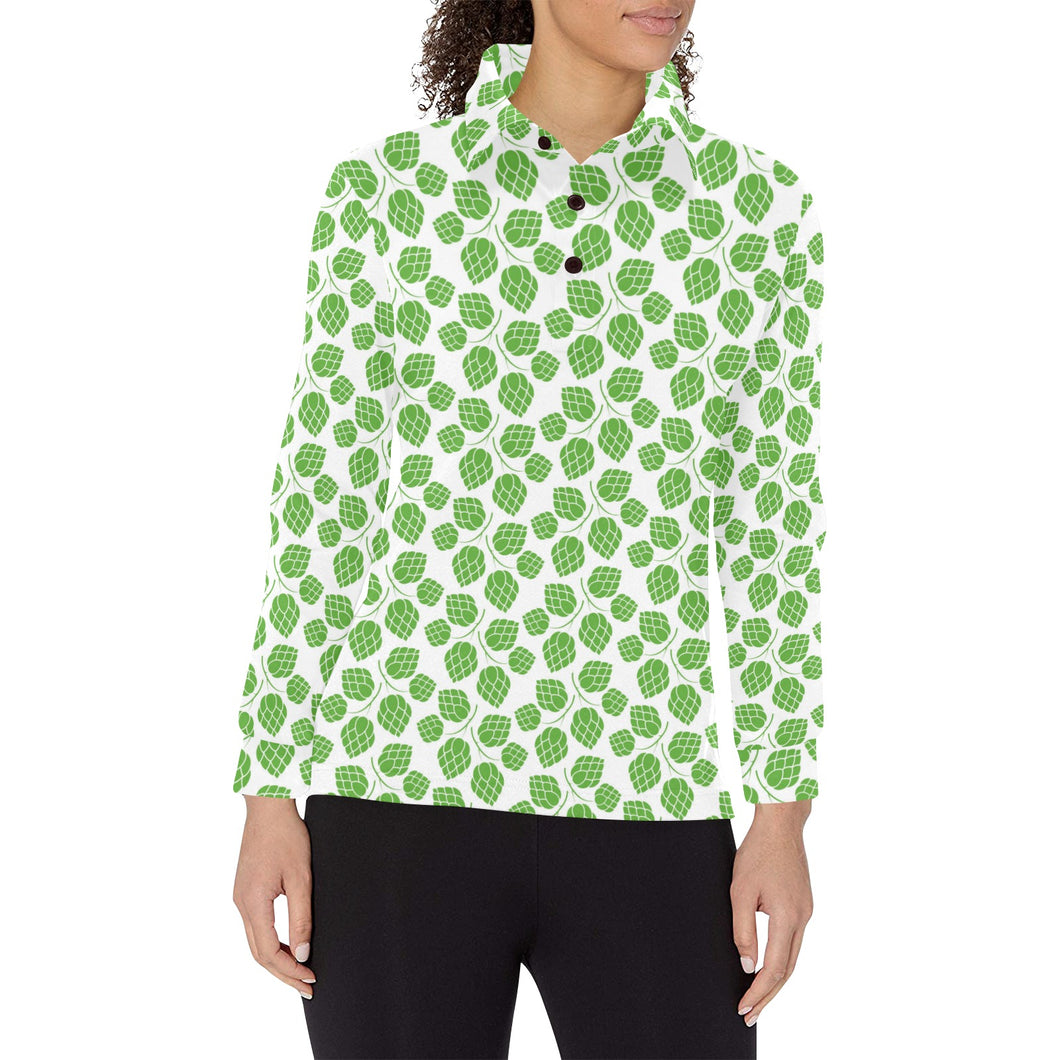 Hop pattern background Women's Long Sleeve Polo Shirt