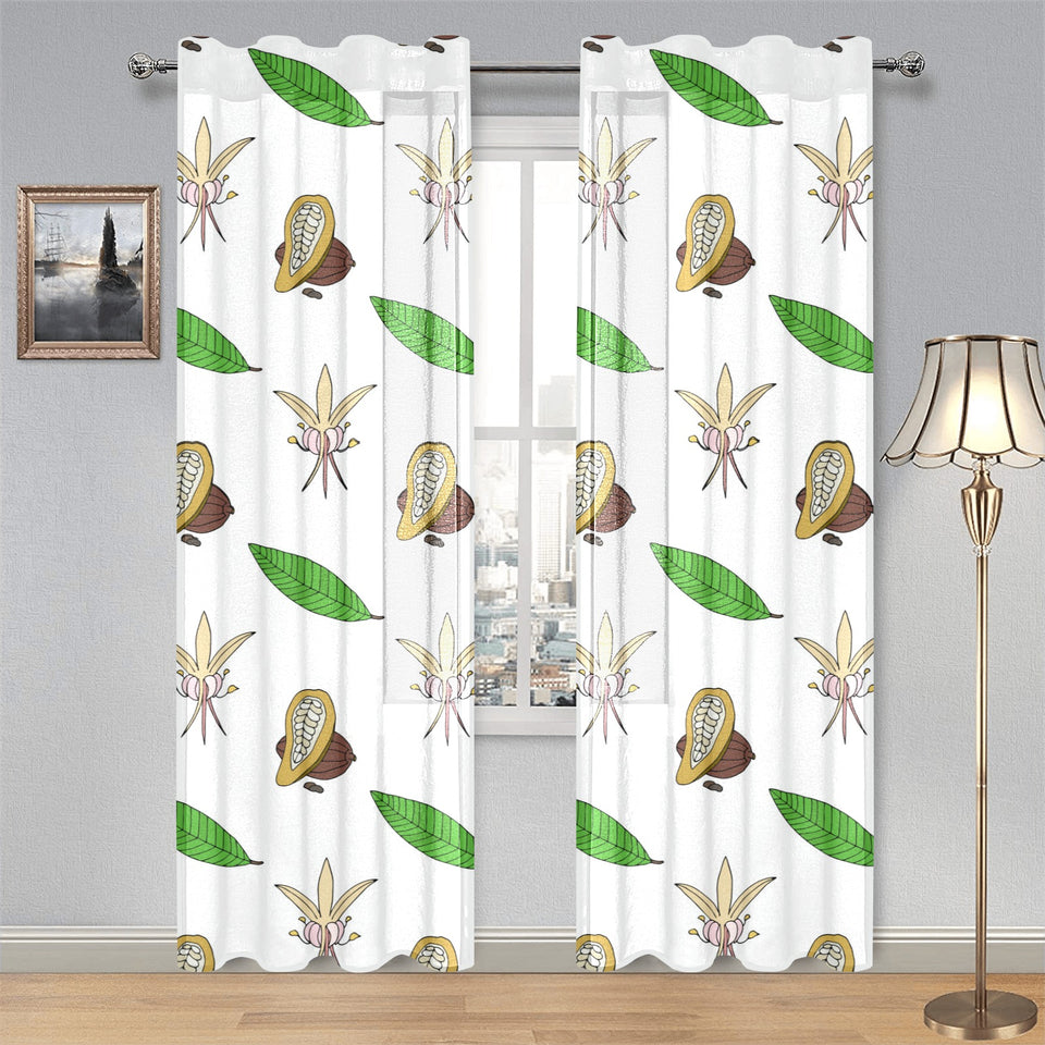 Color hand drawn cacao pattern Gauze Curtain