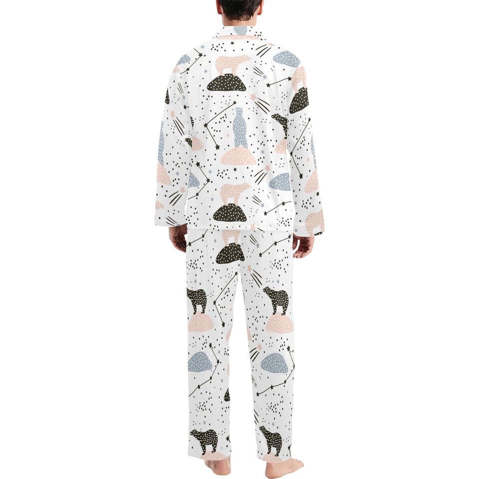 Polar bears star poka dot pattern Men's Long Pajama Set