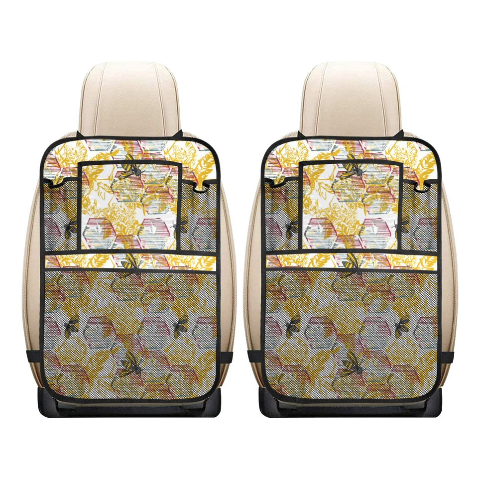 Cool Bee honeycomb leaves pattern Car Seat Back Organizer