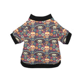 Sugar skulls flower maxican pattern All Over Print Pet Dog Round Neck Fuzzy Shirt