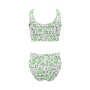 Chemistry Periodic Table Pattern Print Design 03 Chest Bowknot High Waisted Bikini Swimsuit