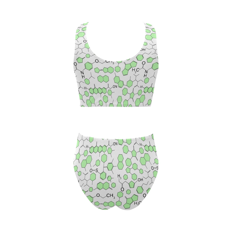 Chemistry Periodic Table Pattern Print Design 03 Chest Bowknot High Waisted Bikini Swimsuit