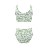 Chemistry Periodic Table Pattern Print Design 03 Chest Bowknot High Waisted Bikini Swimsuit