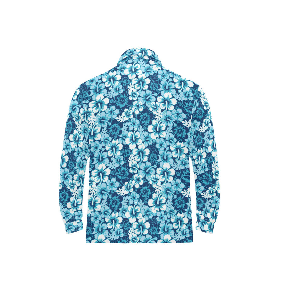 Hibiscus Pattern Print Design 03 Men's Long Sleeve Polo Shirt